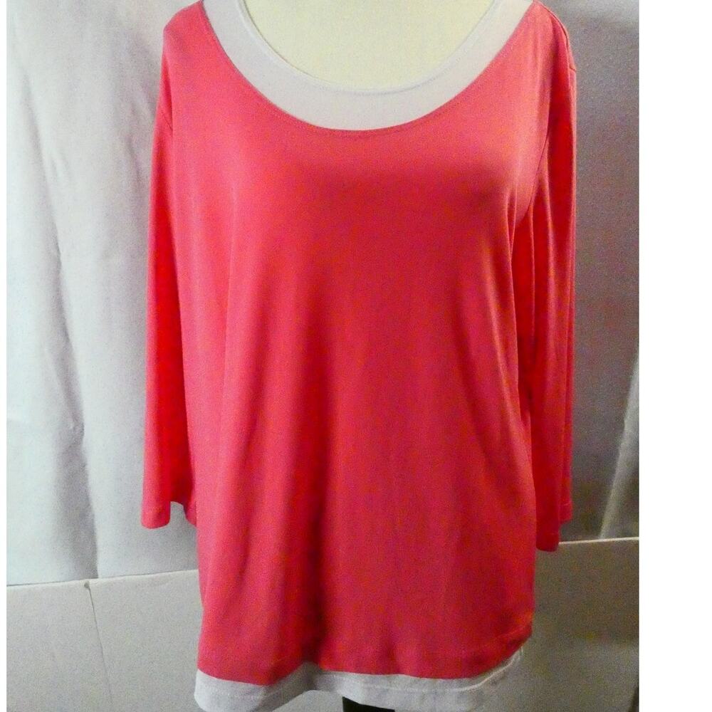 Susan Graver Style Women's Large Shirt Scoop Neck 3/4 Sleeves Casual